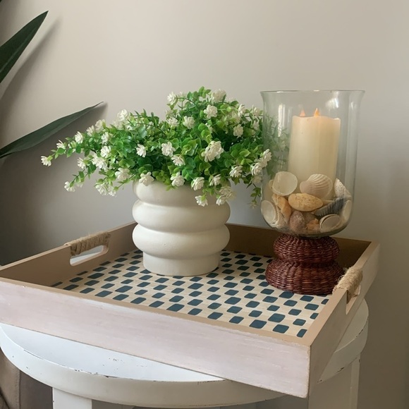 Wooden tray large oversized printed teal with handles new home decor traditional - Picture 10 of 12